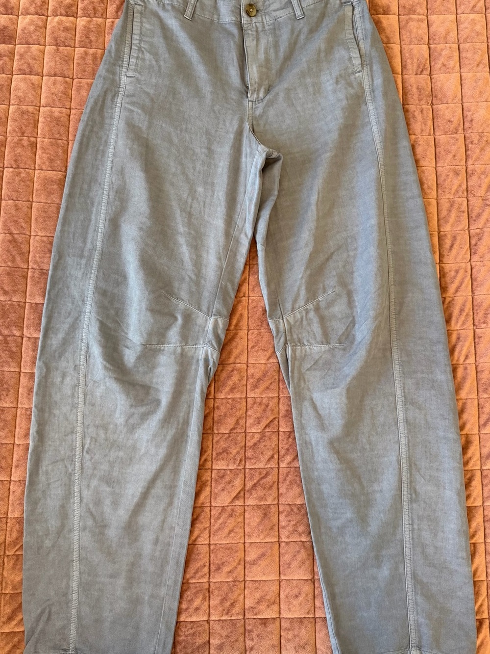Women’s Light Blue Casual Barrel-Leg Trousers